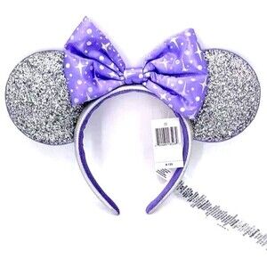 Disney Parks Minnie Mouse Ears Tomorrowland Silver Headband NWT